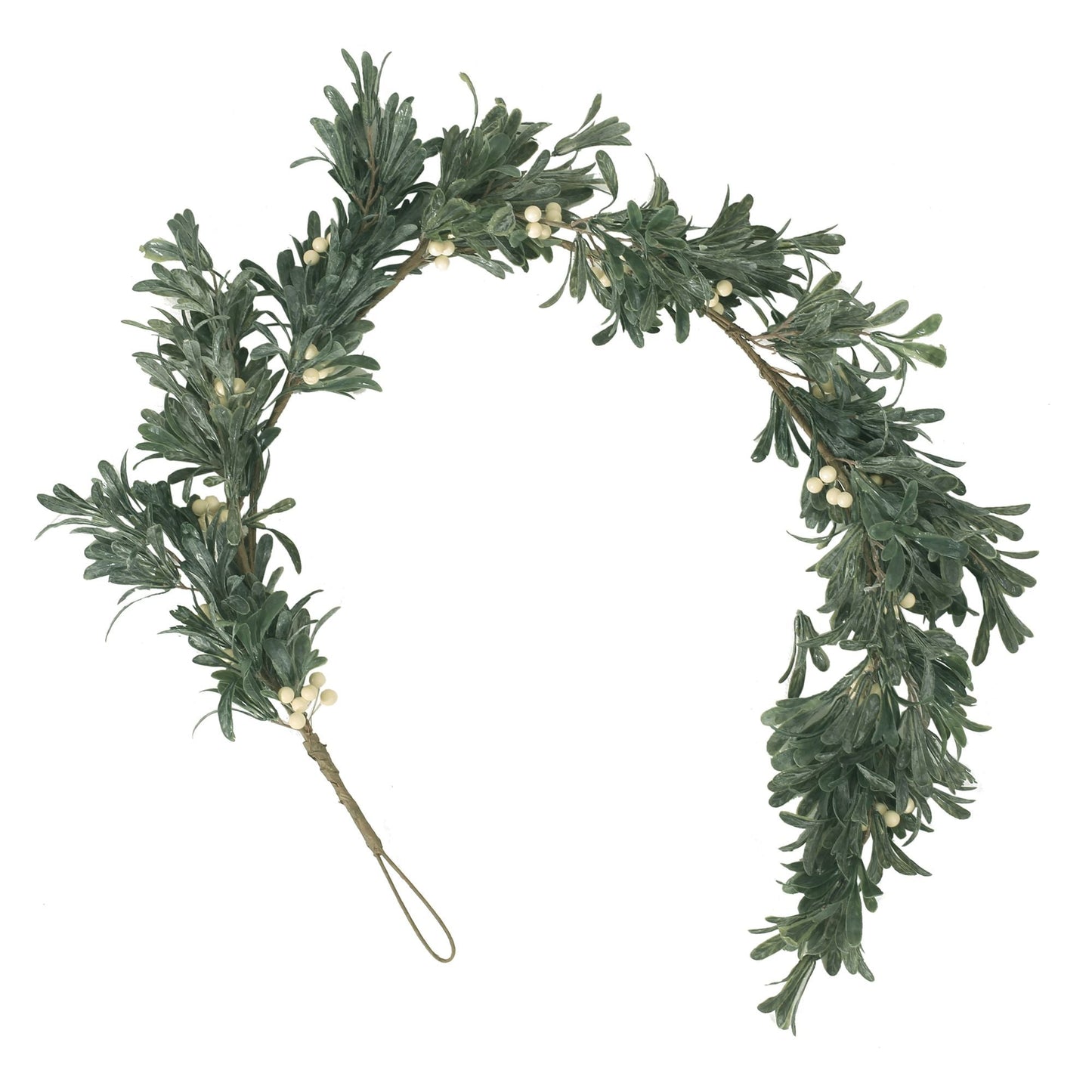 54" Guirlande d'hiver Snowberry Green – Feuillage naturel avec des baies blanches, parfait pour la décoration intérieure, Noël 2024