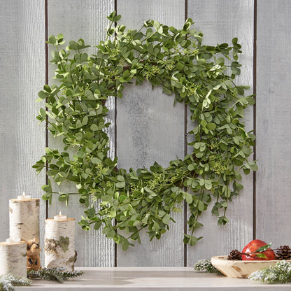 Couronne OXALIS CORNICULATA de 27 pouces – Design floral élégant pour porte d'entrée, décoration de vacances 2024