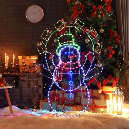 Bonhomme de neige jongleur animé de 5 pieds – Éclairé avec 358 lumières LED multicolores, décoration de vacances d'intérieur/extérieure 2024