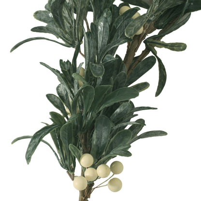 54" Guirlande d'hiver Snowberry Green – Feuillage naturel avec des baies blanches, parfait pour la décoration intérieure, Noël 2024