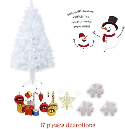 Arbre de Noël artificiel en épinette premium non éclairé de 5 pieds avec support en métal - Parfaite décoration de fête pour 2024