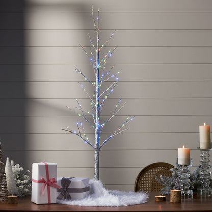 Arbre en papier en branches LED multicolores de 4 pieds pour une décoration de vacances écologique 2024