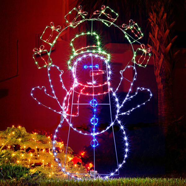 Bonhomme de neige jongleur animé de 5 pieds – Éclairé avec 358 lumières LED multicolores, décoration de vacances d'intérieur/extérieure 2024