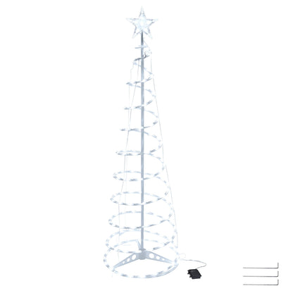 Arbre de Noël en spirale lumineux de 5 pieds avec 182 LED blanc froid - Décor extérieur à piles pour les fêtes 2024