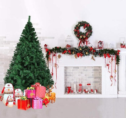 Arbre de Noël en PVC premium de 6 pi - Décor vert luxuriant avec support en métal, parfait pour la décoration de maison festive 2024