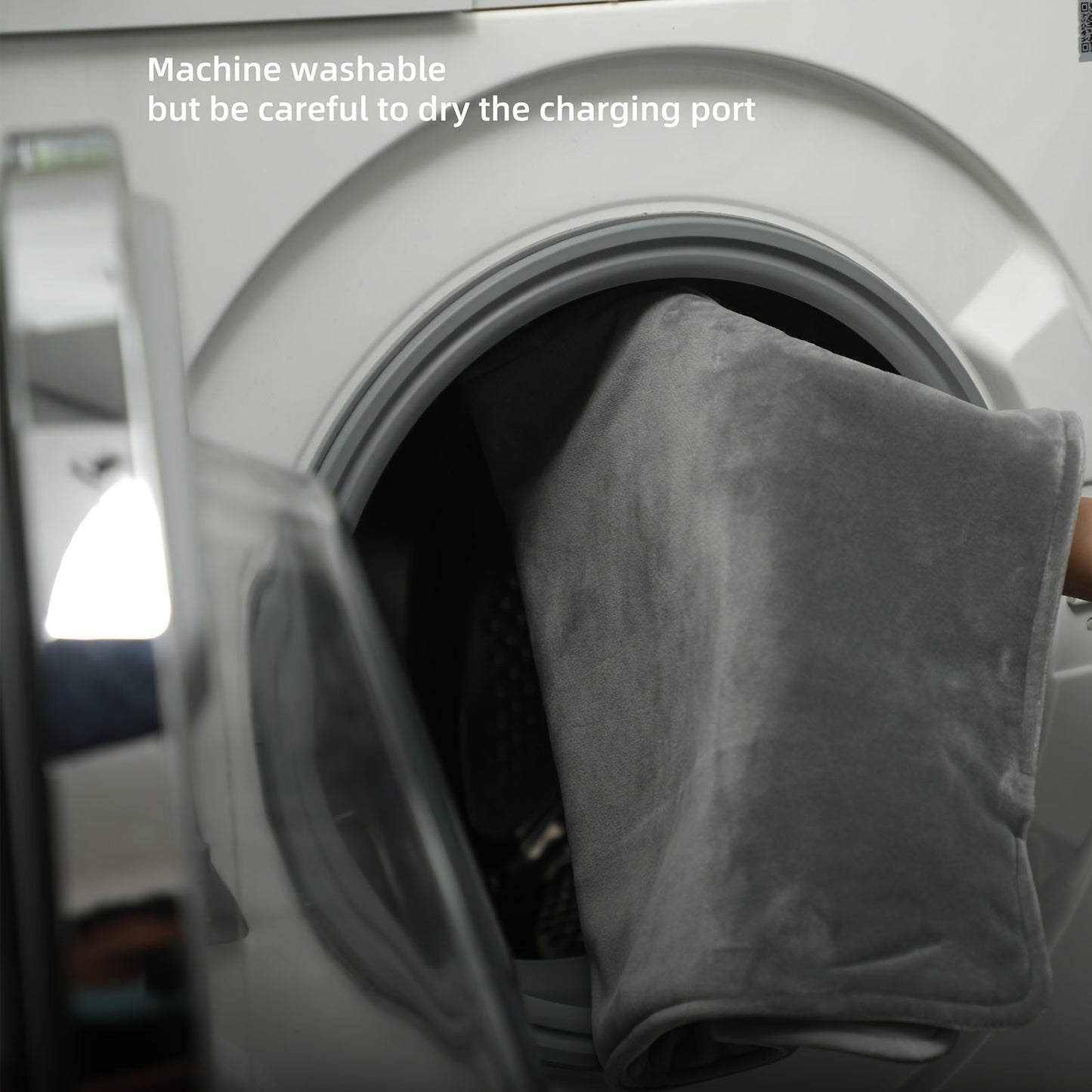 Couverture chauffante électrique USB - Couverture en polaire imperméable, grise, 10W