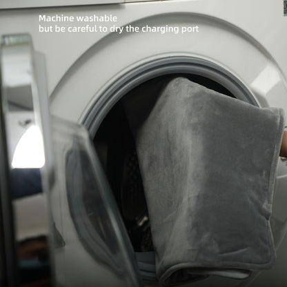 Couverture chauffante électrique USB - Couverture en polaire imperméable, grise, 10W