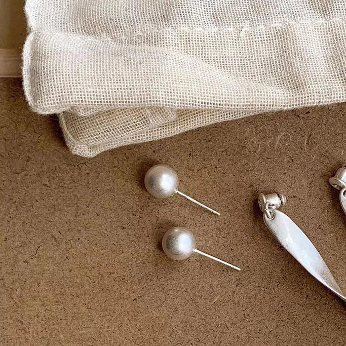 Boucles d'oreilles en argent scintillant à structure en vagues - Lina