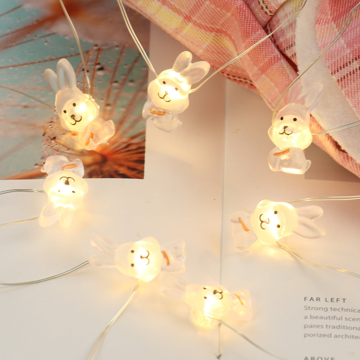 Lapin de Pâques blanc Lumières décoratives imperméables