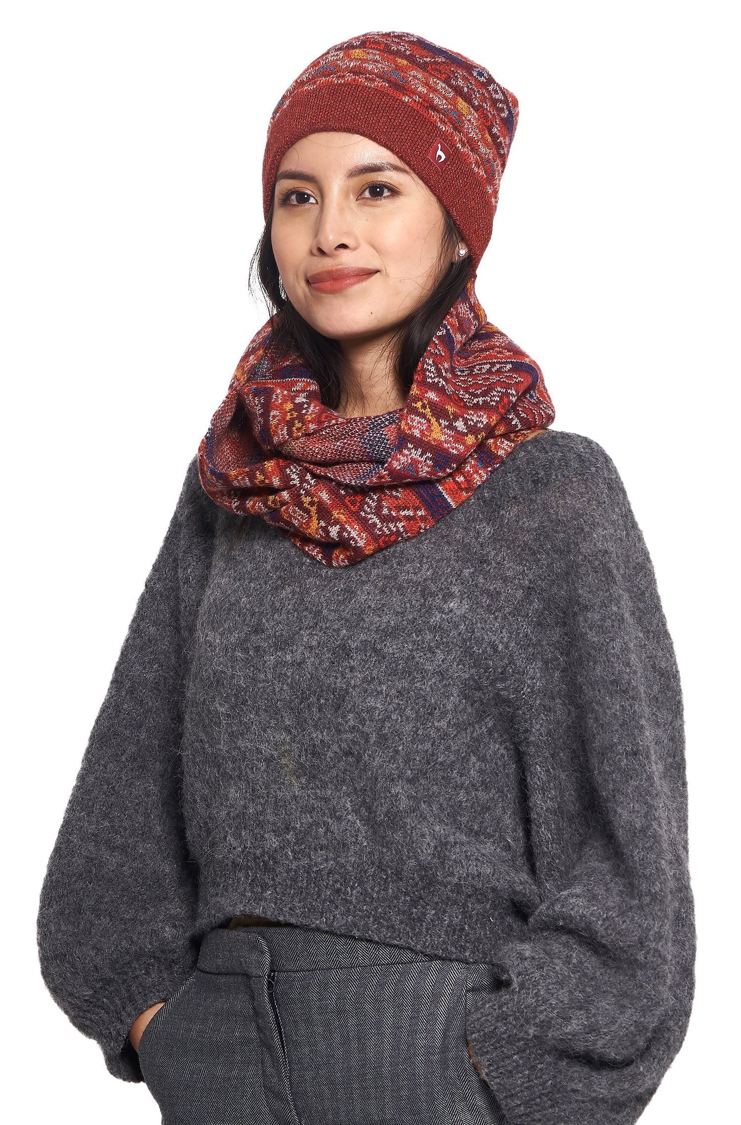 AlpacaFit Beanie - Luxe Jacquard Bonnet en 100%