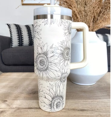 Tasse isolante avec anse et paille | 1200 ML