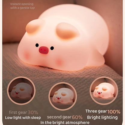 PiggyGlow – Jolie Lampe de Nuit LED Rose pour Enfants