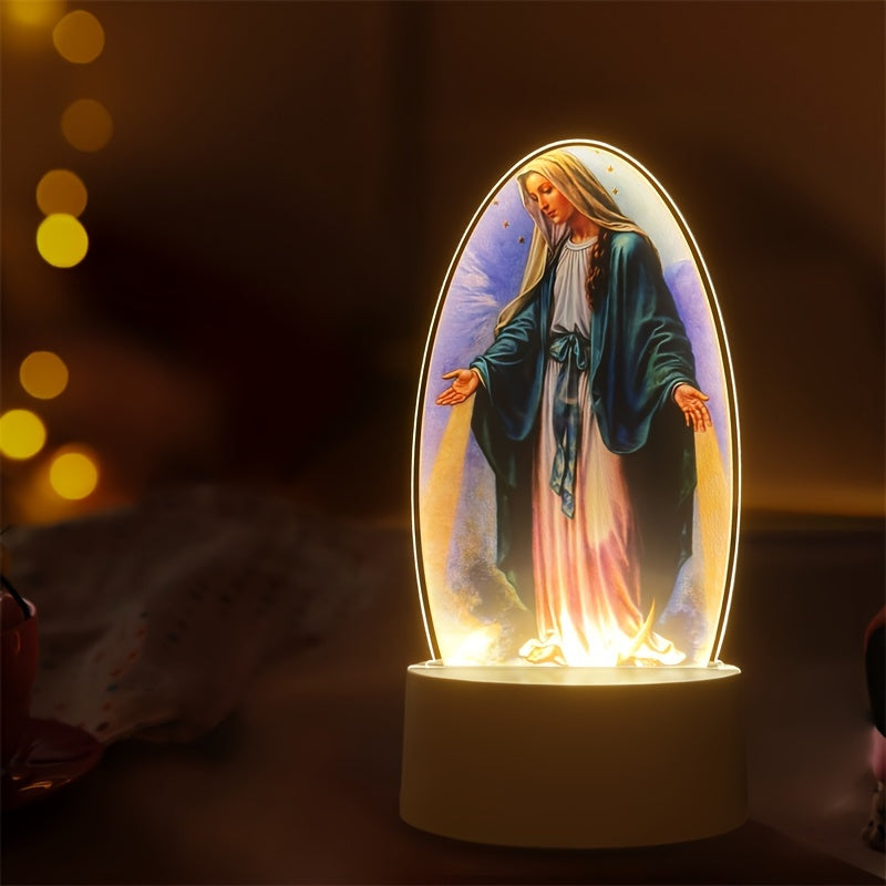 DivineGlow Veilleuse - LED Vierge Marie avec Acrylique