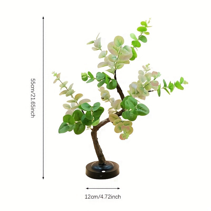 EucalyptusGlow Tree - Lampe Bonsai LED avec Alimentation Rechargeable
