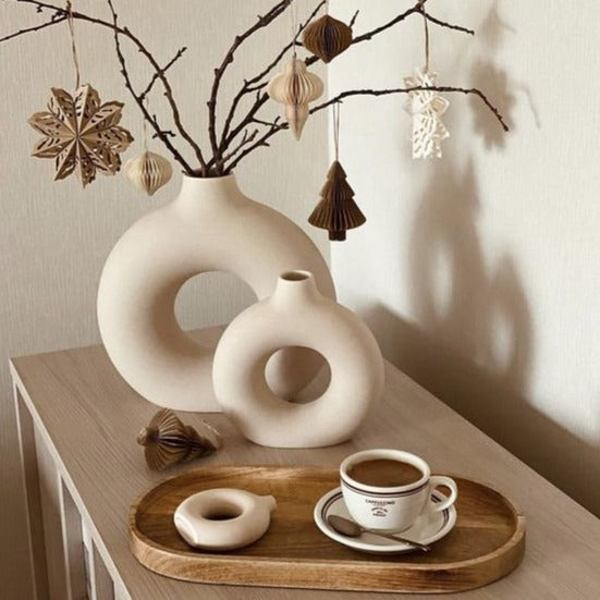 Floroux Decor Vase Set of 2 | Minimalist ceramic vases | Modern home decoration