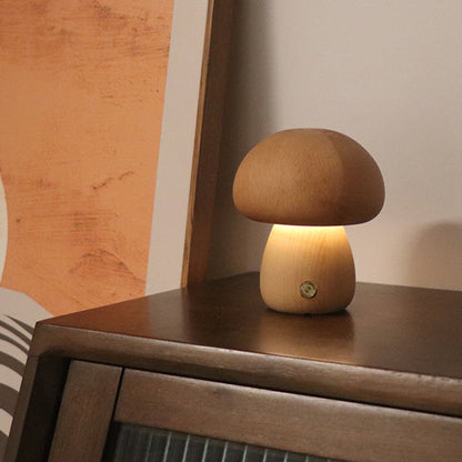 Floroux | Lampe de nuit en bois en forme de champignon LED avec interrupteur tactile | Éclairage atmosphérique | Convient aux enfants