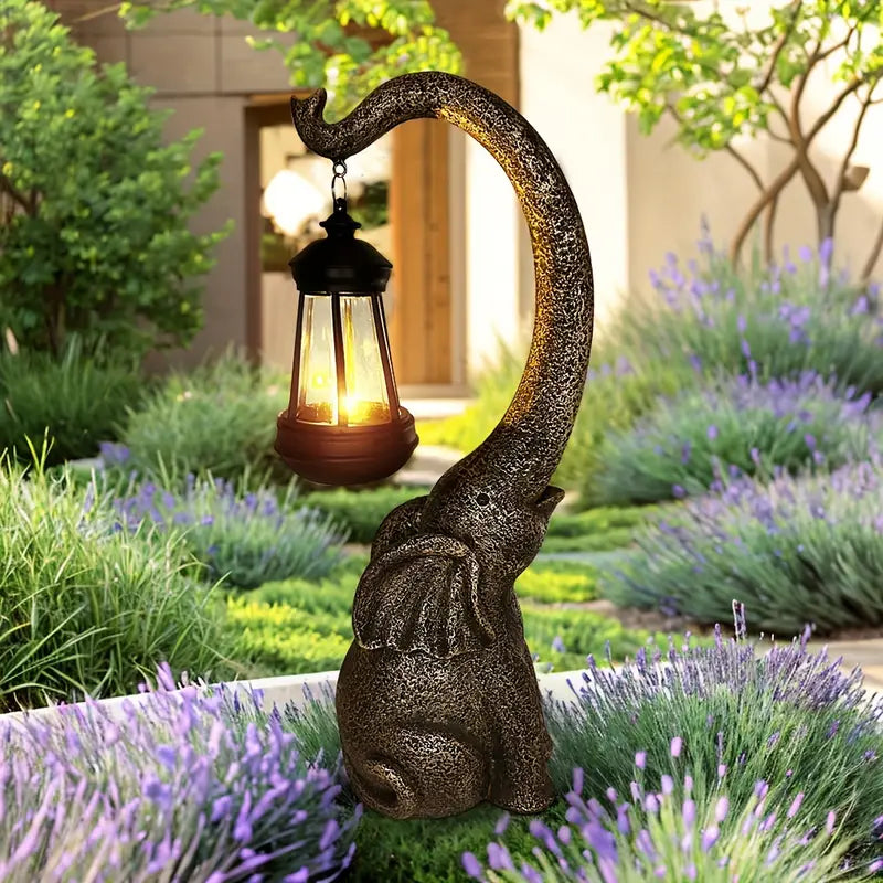 Floroux Lampe de jardin solaire Éléphant Enchanté | Lumière d'ambiance pour extérieur | Écologique | Lampe décorative de jardin