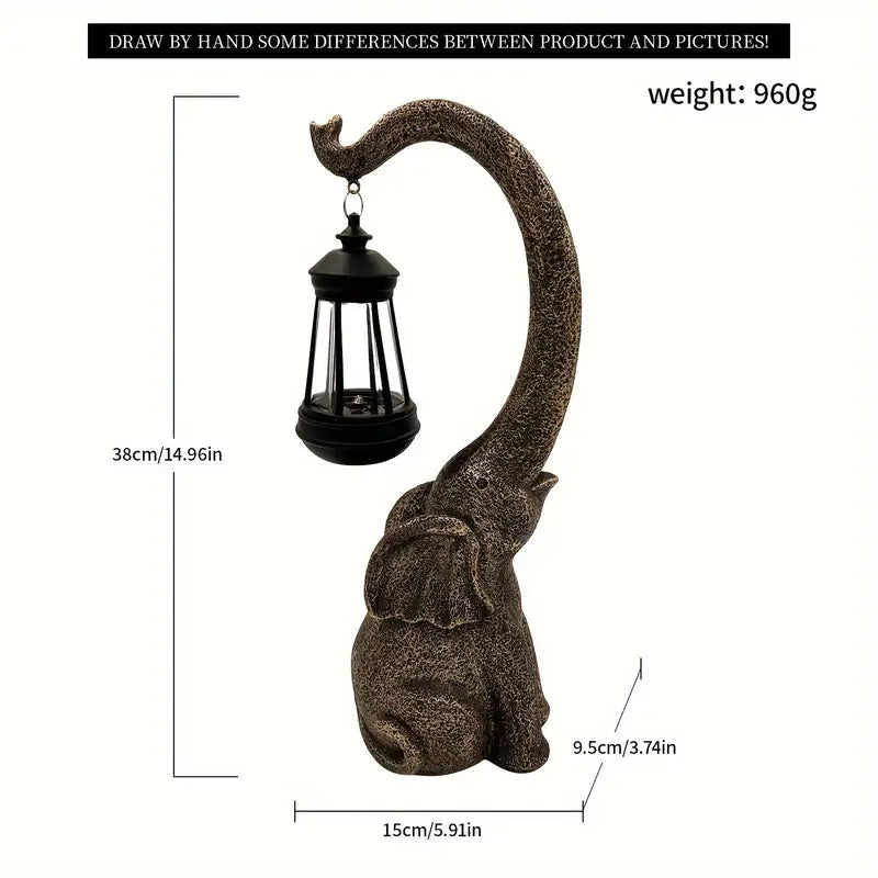 Floroux Lampe de jardin solaire Éléphant Enchanté | Lumière d'ambiance pour extérieur | Écologique | Lampe décorative de jardin