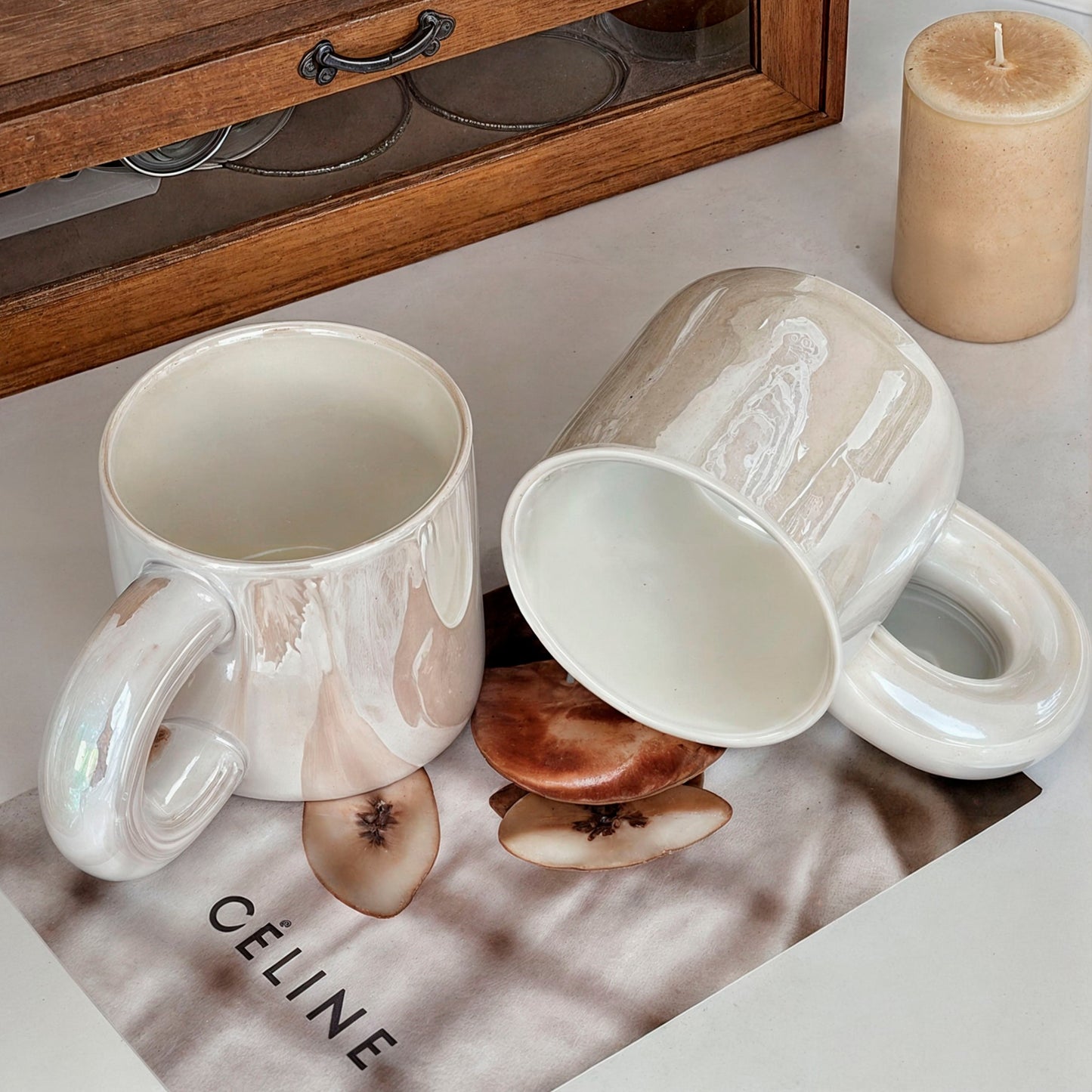 IridescentGlow - Tasse en porcelaine de luxe avec éclat élégant