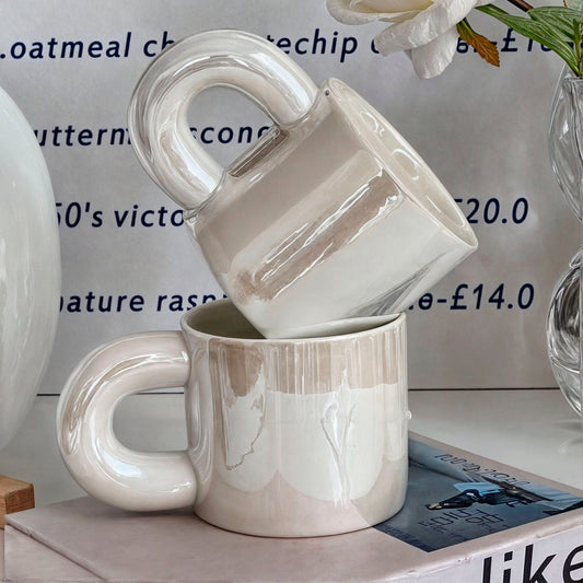IridescentGlow - Tasse en porcelaine de luxe avec éclat élégant