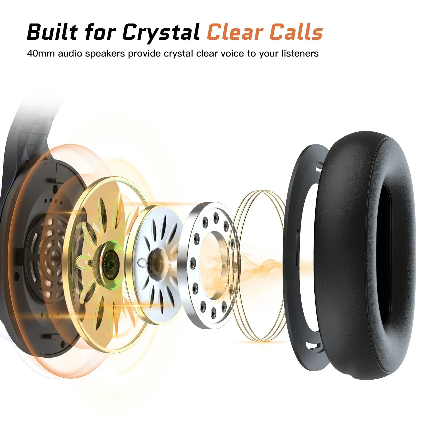 Casque EKSA sans fil Bluetooth 5.0 avec micro - ENC TWS réduction de bruit HiFi stéréo dynamique