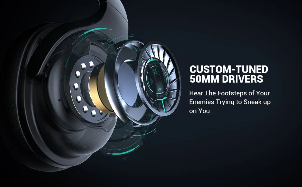 EKSA E4 Casque de jeu filaire avec microphone - Casque dynamique HiFi stéréo à réduction de bruit TWS