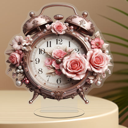 BohoBloom Horloge - Horloge mural floral vintage pour la table