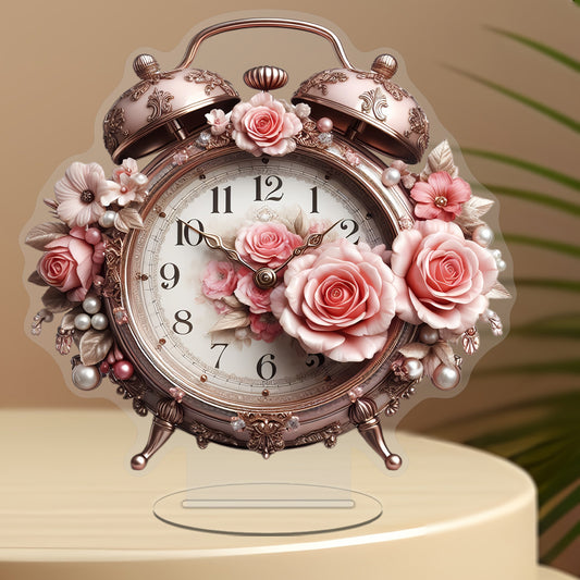 BohoBloom Horloge - Horloge mural floral vintage pour la table