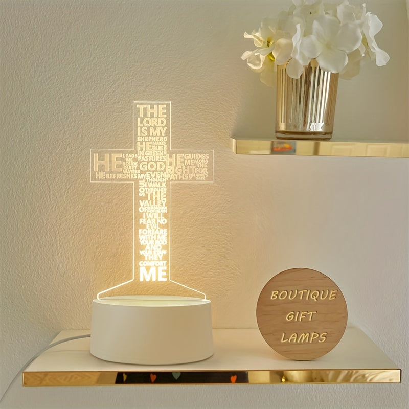 CrossGlow - Lampe de nuit LED 3D en acrylique avec USB