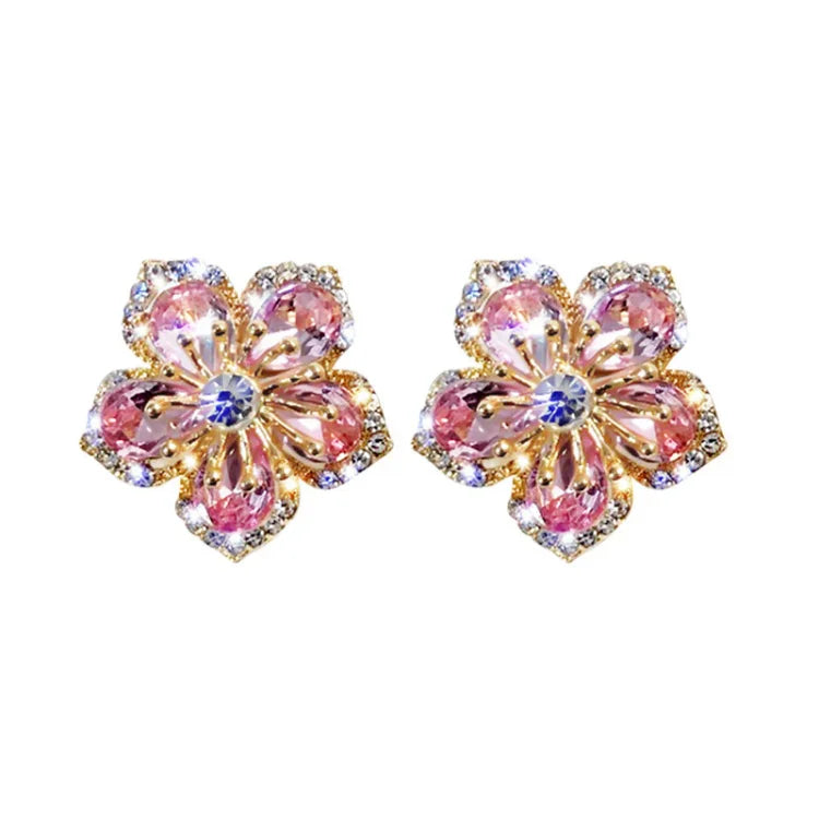 Boucles d'oreilles en zirconium fleuri - Flora Élégance