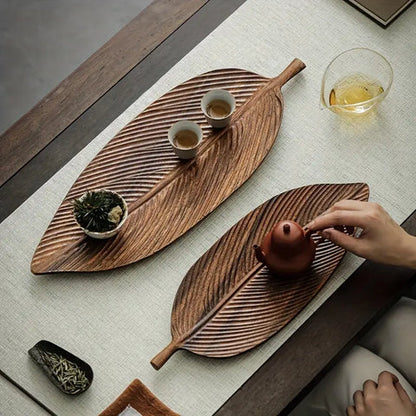 Floroux Assiette de Service en Feuille de Noyer | Design Élégant | Décoration de Table Inspirée de la Nature | Parfait pour les En-cas & Plus