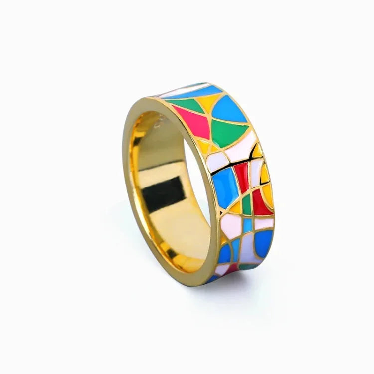 Bague en zirconium émaillé élégante - Nadia