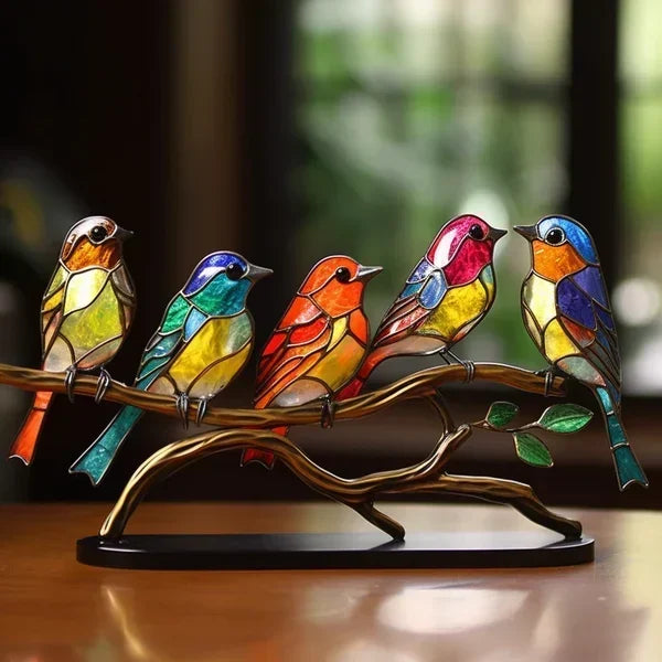 Floroux - AvianElegance Oiseaux en verre coloré pour une intérieur raffiné Jardin verre coloré