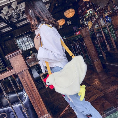 Floroux - Sac à épaule en peluche mignon au design de poule pour tous les jours