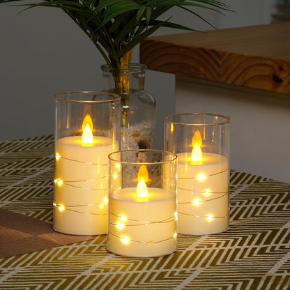 Bougies LED romantiques 3 pièces avec télécommande - Luminosité ajustable et fonction minuterie, idéales pour les fêtes, les mariages et la décoration d'hôtel