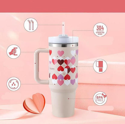 Tasse isolante avec anse et paille | 1200 ML
