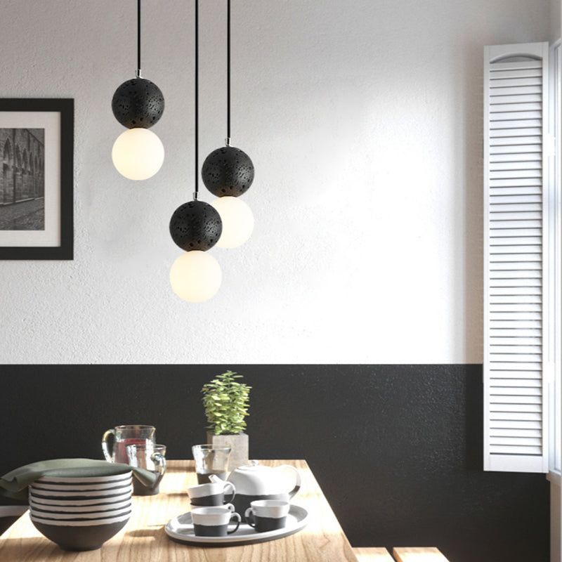 Aurora Glow - Lampe suspendue LED luxe en noir/blanc