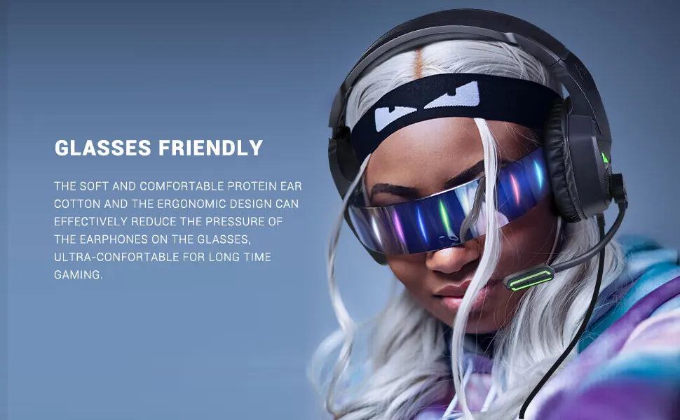 EKSA Fenrir Casque Gaming PC Filaire avec Microphone Réducteur de Bruit - TWS Réduction de Bruit HiFi Stéréo Surround 7.1 Casque Dynamique