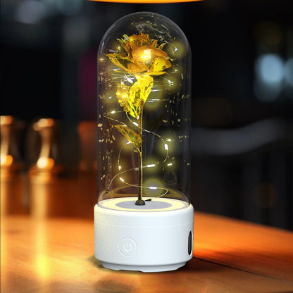 2-en-1 Rose Haut-parleur Verre Couverture Lampe - Base Blanche