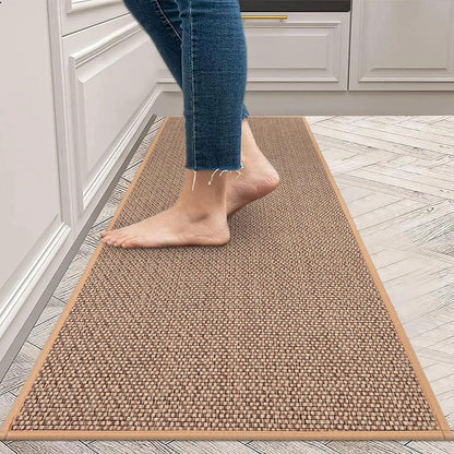 Faux tissé lavable antidérapant coureur de cuisine │ Faux tapis de sisal