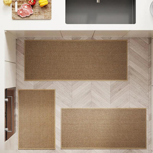 Faux tissé lavable antidérapant coureur de cuisine │ Faux tapis de sisal