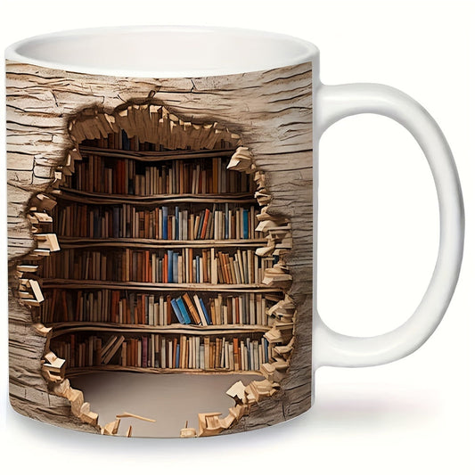 Tasse Bibliothèque 3D - Tasse en céramique Design Espace Créatif pour Lecteurs