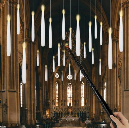 Bougies flottantes avec baguette magique - Bougies suspendues sans flamme vacillantes pour Noël, Halloween, fêtes d'anniversaire, décoration intérieure et cadeaux