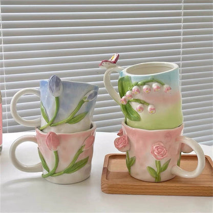 Tasse Floroux peinte à la main florale 3D