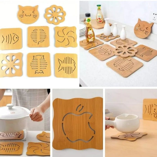 6pcs Sous-verres en bambou