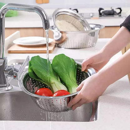 Bassin de lavage des légumes en inox / Passoire