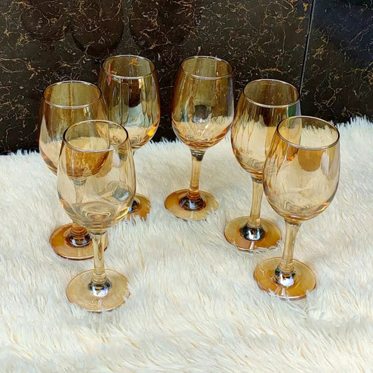 6pcs Verres à vin dorés