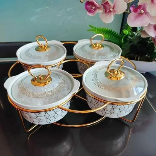 4Pcs Réchauds/Plat de service avec support