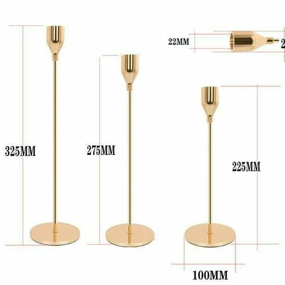 Ensemble de 3 bougeoirs en laiton plaqué or de style européen