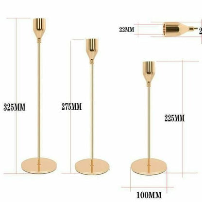 Ensemble de 3 bougeoirs en laiton plaqué or de style européen
